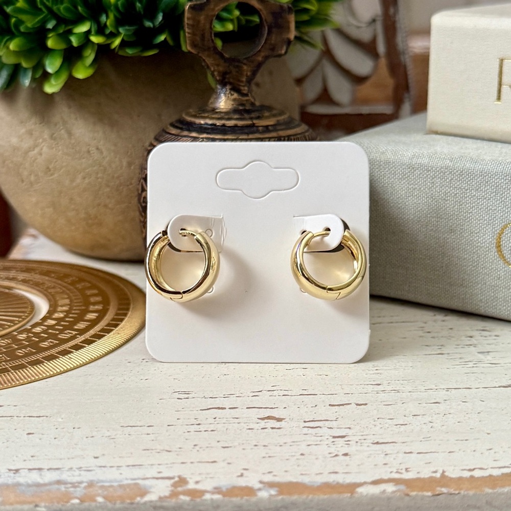 Luv AJ Chunky Monoco Huggie Earrings